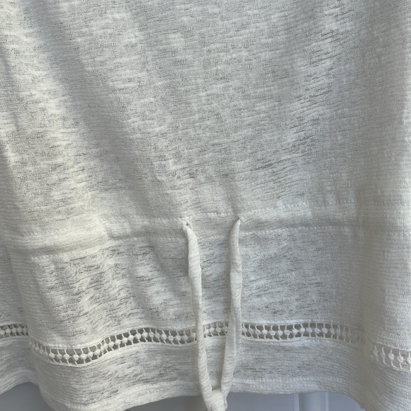 Lucky Brand White Peasant blouse. Size M. Tie waist. Open Embroidery - Picture 3 of 13
